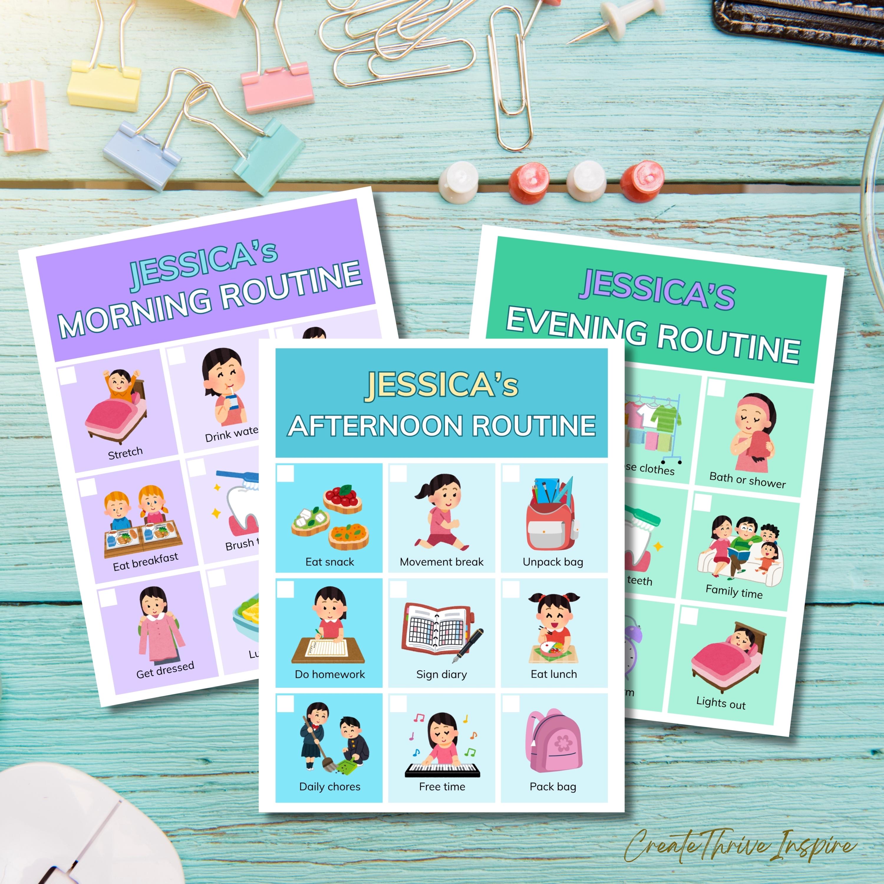 ADHD Routine Charts Editable Daily Visual Schedule ADHD Parent Resource ...