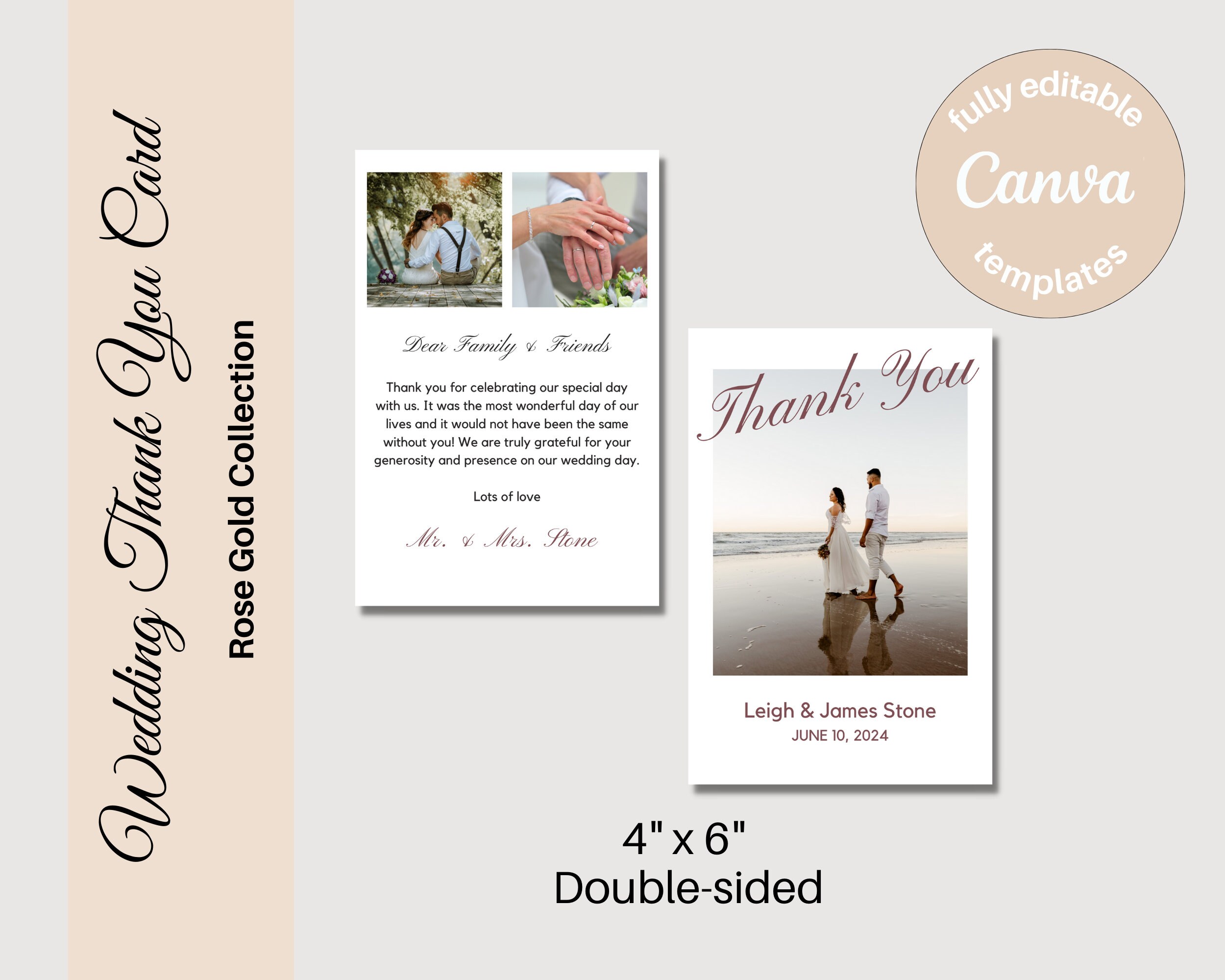 Thank You Card Template Wedding Thank You Card Editable DIY Thank You ...