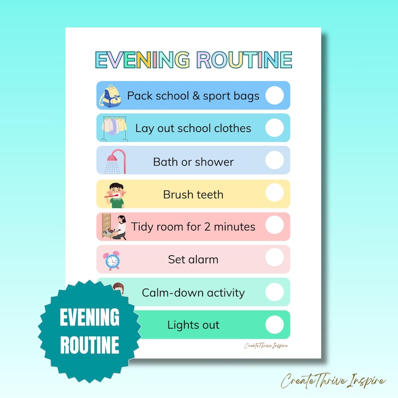 Colorful Adhd Routine Chart ADHD Routine Charts Editable, ADHD Daily Visual Schedule, ADHD Parent ...