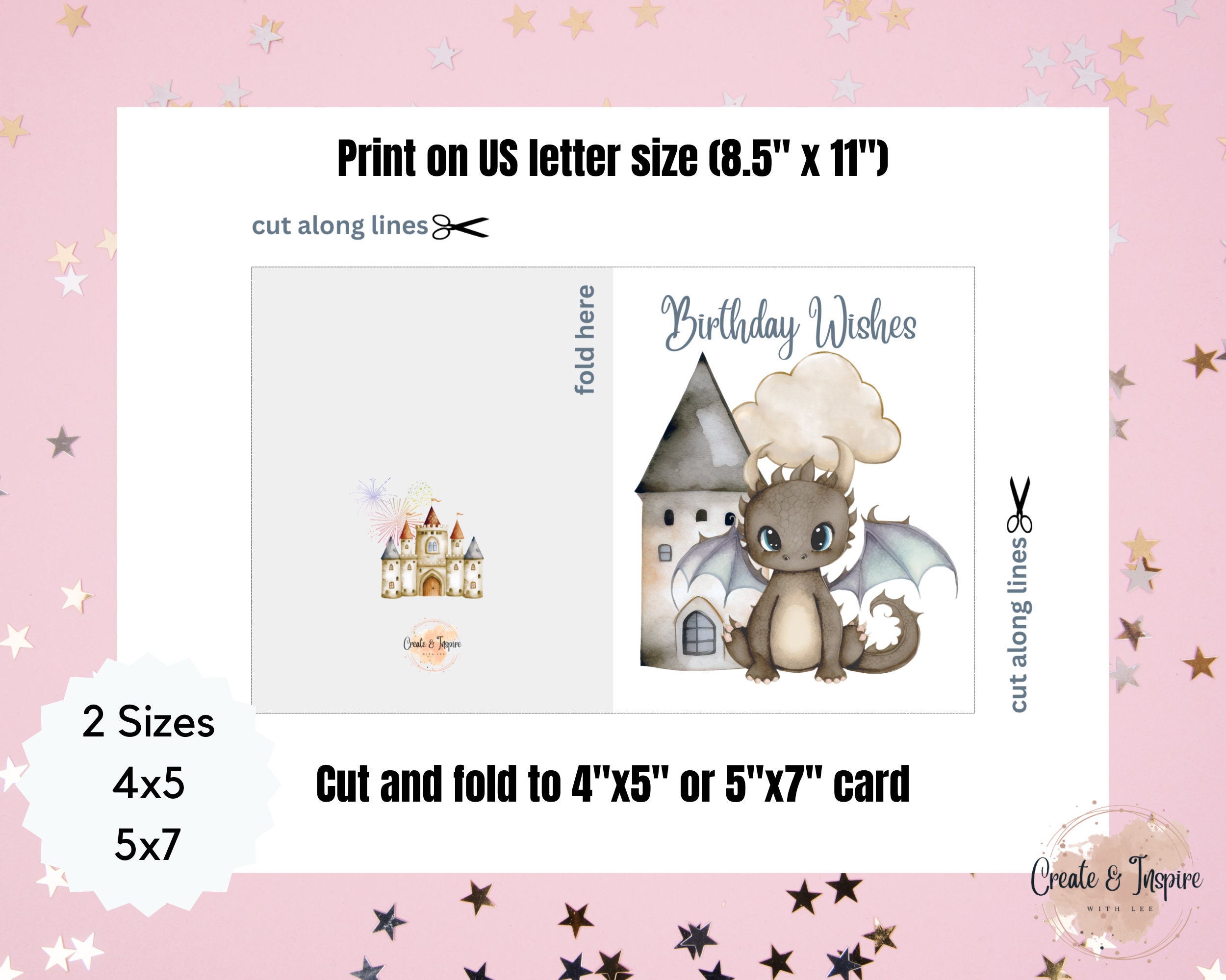 Cute Dragon Birthday Card for Kids| Digital Printable Card| Dragon ...