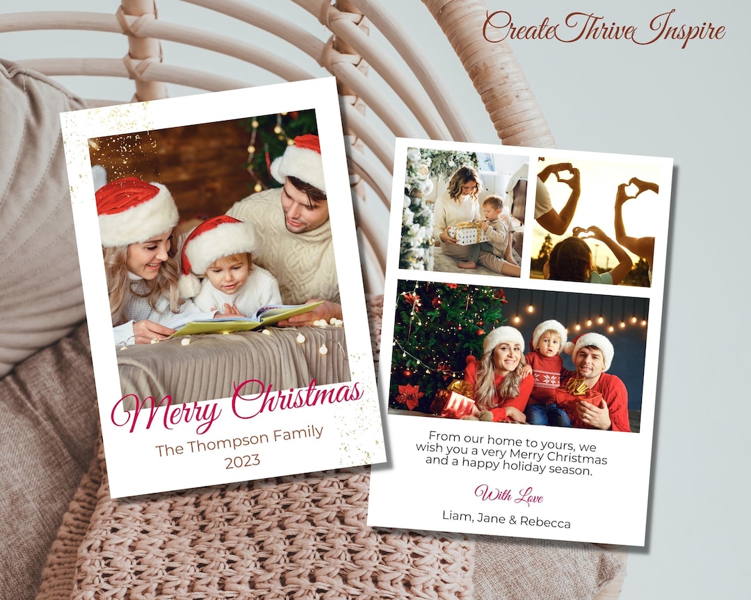 photo christmas card template family christmas card editable