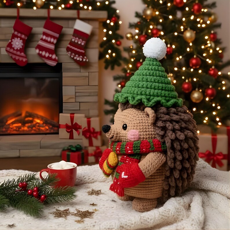 Igel oder Katze Häkeln Kit, 2 Amigurumi Urlaub Garn Set, Süßes Häkeln Kit für Anfänger, DIY Weihnachtsgeschenk Basteln, Häkeln Bild 6
