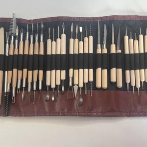 41pc Pottery Tool set, Pottery Tool Kit with carry case, Ceramics supplies bag, Polymer Sculpture Set, DIY Clay Sculpting & Shaping