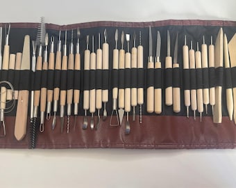 41pc Pottery Tool set, Pottery Tool Kit with carry case, Ceramics supplies bag, Polymer Sculpture Set, DIY Clay Sculpting & Shaping
