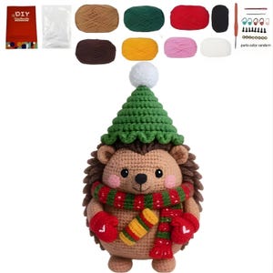 Igel oder Katze Häkeln Kit, 2 Amigurumi Urlaub Garn Set, Süßes Häkeln Kit für Anfänger, DIY Weihnachtsgeschenk Basteln, Häkeln Bild 2