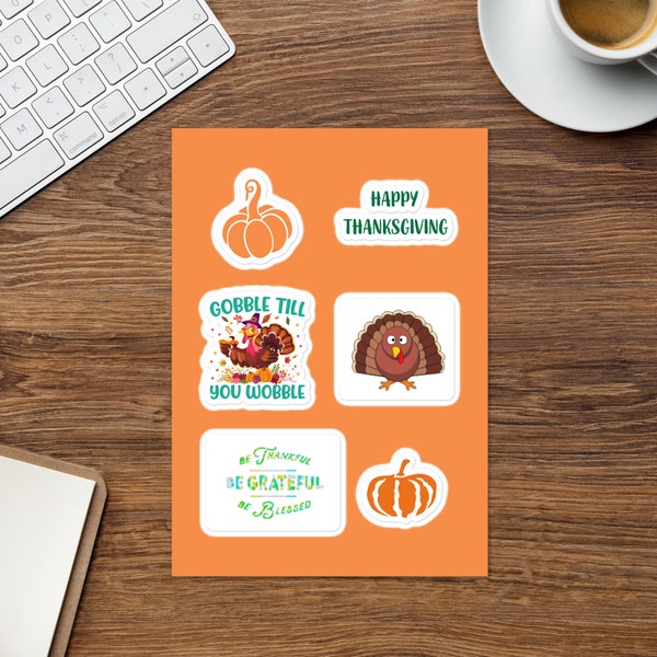 Cute Thanksgiving Sticker sheet, Adorable holiday window decals, Planner adhesive stickies for journals, laptop, bumper, bicycles & crafting