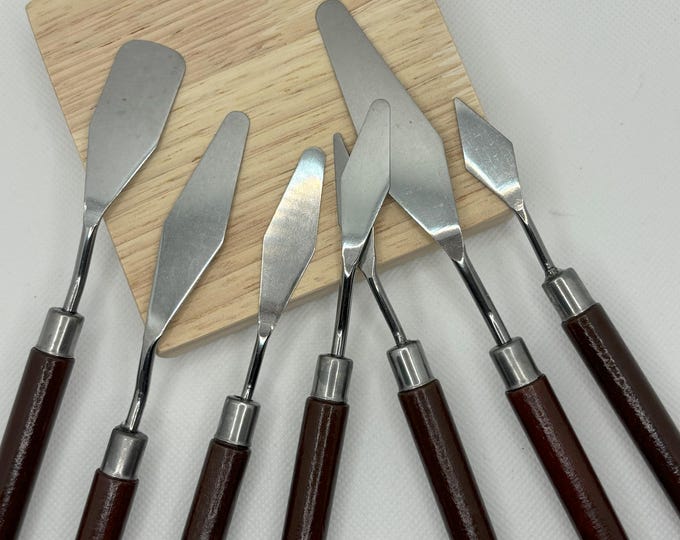 7pc Stainless Steel Art Palette Knife Set, Artist Crafts Spatula, Scraper Art Tools, Palette Knife, Oil Painting Mixing Knife, Paint mixing