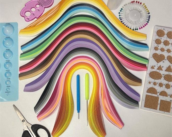 Beginner's Quilling Kit, DIY Craft Kit for Kids or Adults, Paper crafting set, Paper filigree, Starter Quilling set for all ages and levels