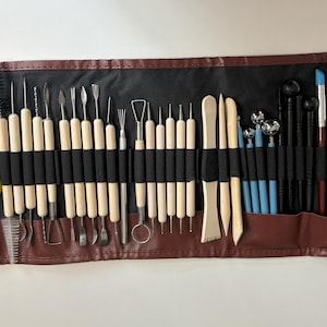 36pc Pottery Tool set, Pottery Tool Kit with carry case, Ceramics supplies bag, Polymer Sculpture Set, DIY Clay Sculpting & Shaping