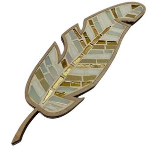 Gold & White/Rainbow Feather DIY Mosaic Kit, Elegant Art Project, Home Decor, Relaxing Craft Kit, Beginner-Friendly Kit, Adult Mosaic craft