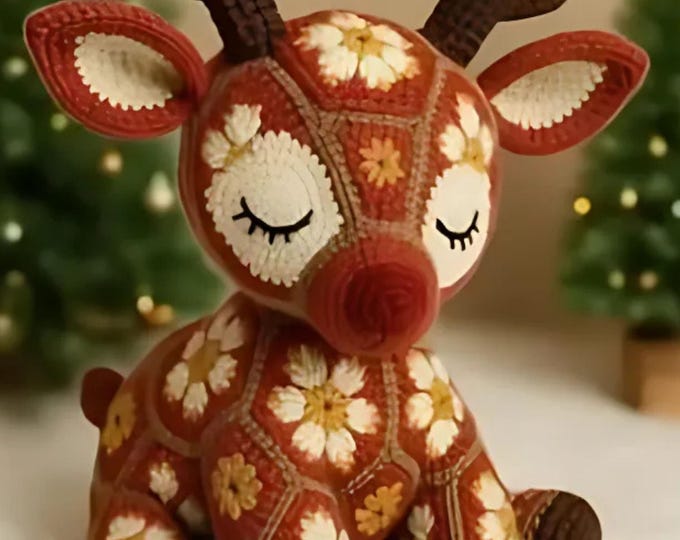 Reindeer Crochet Kit Amigurumi Summer Beginner/Intermediate Yarn Plush Kit DIY Craft Gift - Fibre arts, Wool thread guide, Knitter gift