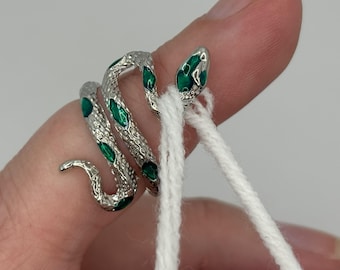 Christmas Adjustable Yarn Crochet Tension Ring  - Snake knitting or crochet loop, fibre arts, wool thread guide, knitter gift, crafting