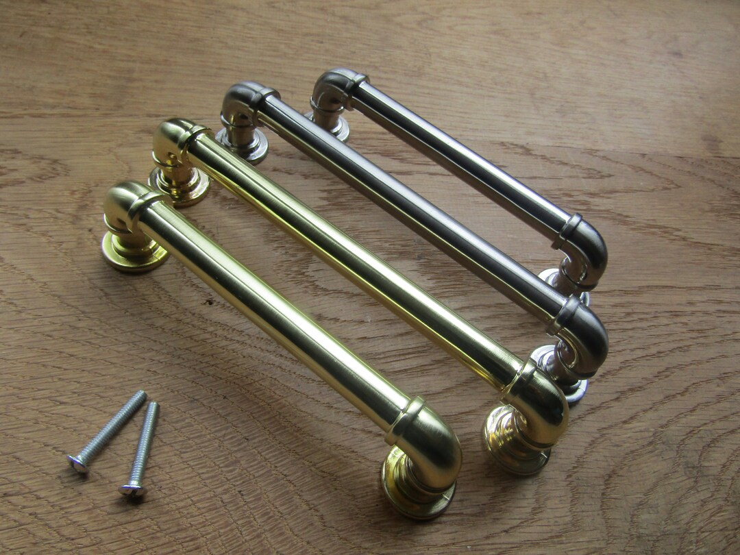 INDUSTRIAL PIPE HANDLE Vintage Rustic Kitchen Cupboard Etsy