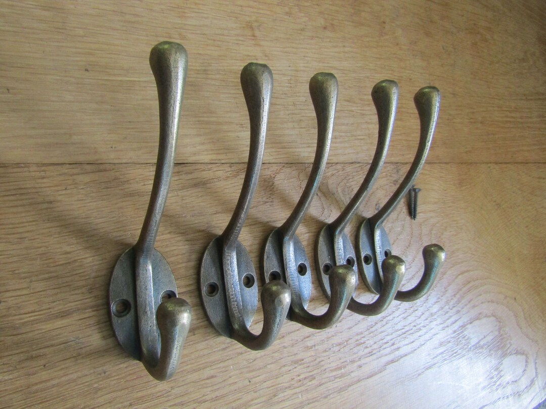 ANTIQUE BRASS Victorian Hooks Cast Iron Rustic Robe Hat and Etsy