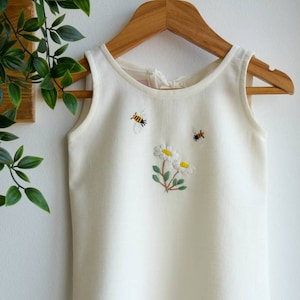 Dulcet Girl Embroidered Linen Dress,Summer Dress For Girls,Sleeveless Dress,Linen Sleeveless Dress,Flower Girl Dress,Girl Linen Dress