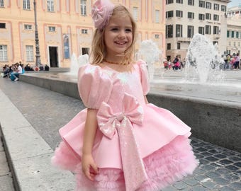 Pink Princess Dress Twirl-Worthy Tutu Ruffle Skirt