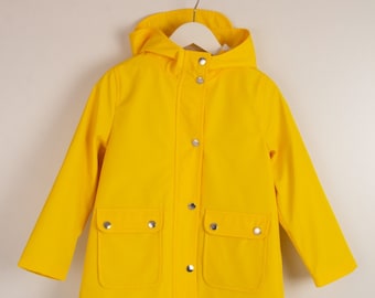 Kinderen geel rood of marine regenjas unisex jongens meisjes heldere pret jas jas baby peuter waterdicht 100 katoen gevoerd met capuchon Etsy Nederland
