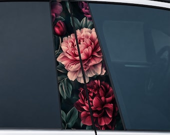 Mix Peonies Car Door Pillar Decals – Floral Vinyl Stickers