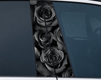 Black Roses Car Door Pillar Decals – Dark Floral Vinyl Stickers