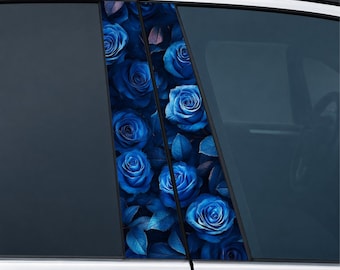 Blue Roses - Car Doors Pillar Decals, Universal fit, HD