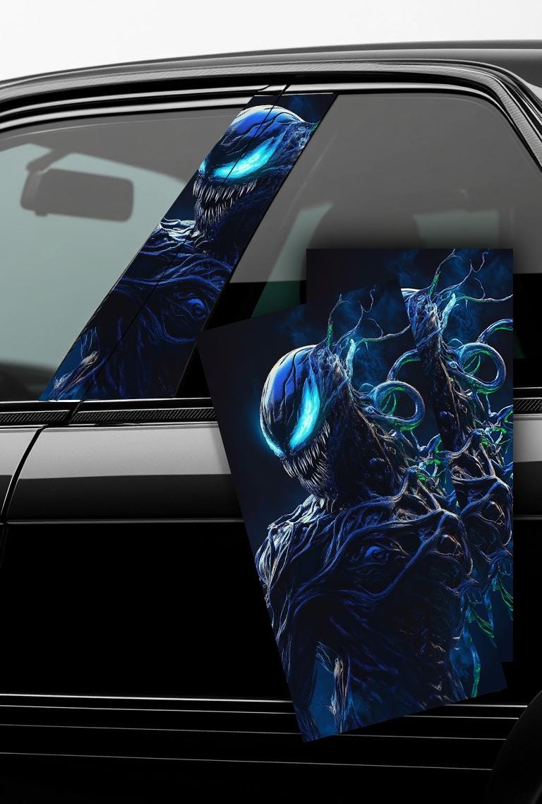 Blue Dark Venom - Car Doors Pillar Decals, Universal fit, HD
