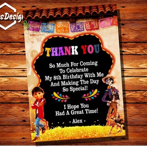 Coco Thank You Card,Coco Birthday Invitation,Coco Invites,Coco Birthday Party,Coco Party Supplies,Mexico Invitation,Spanish Invitation