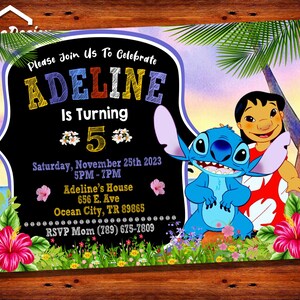 Invitation Lilo et Stitch, invitation Lilo, Invitation Stitch, carte d'anniversaire Lilo et Stitch, Stitch Party Supplies