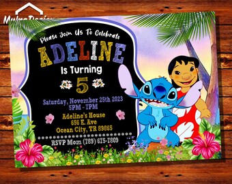 Lilo and Stitch invitation, Lilo invitation, Stitch Invitation, Lilo and Stitch Birthday Card, Stitch Party Supplies