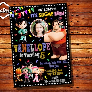 Wreck It Ralph Invitation with Photo, Vanellope invitation, Wreck It Ralph Invitation, Wreck It Ralph Party Supplies 2