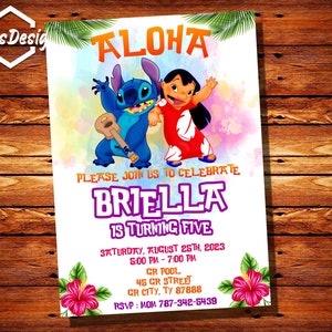 Convite Lilo e Stitch, convite Lilo, convite Stitch, cartão de aniversário Lilo e Stitch, suprimentos para festas Stitch
