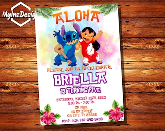 Lilo and Stitch invitation, Lilo invitation, Stitch Invitation, Lilo and Stitch Birthday Card, Stitch Party Supplies