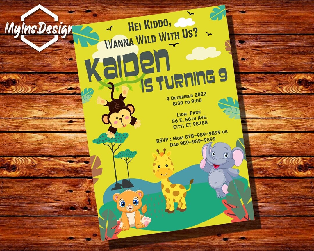 Jungle Invitation, Jungle Party Invitation, Jungle Birthday Party, Lion