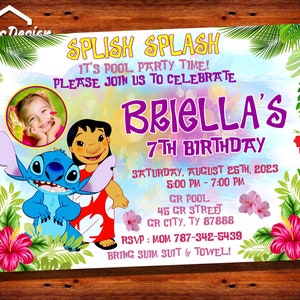 Invitation Lilo et Stitch avec photo, invitation Lilo, Invitation Stitch, carte d'anniversaire Lilo et Stitch, Stitch Party Supplies