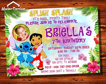 Lilo and Stitch invitation with photo, Lilo invitation, Stitch Invitation, Lilo and Stitch Birthday Card, Stitch Party Supplies