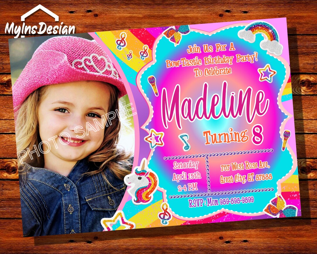 Unicorn Invitation With Photo, Unicorn Party Invitation, Unicorn