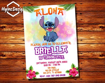 Stitch invitation, Lilo invitation, Lilo and Stitch Invitation, Lilo and Stitch Birthday Card, Stitch Party Supplies