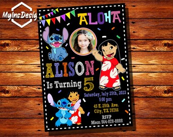 Lilo and Stitch invitation With Photo, Lilo invitation, Stitch Invitation, Lilo and Stitch Birthday Card, Stitch Party Supplies 5