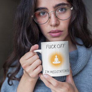 Funny Meditation Mug, Rude Mindset, 11oz Glossy Ceramic 画像 4
