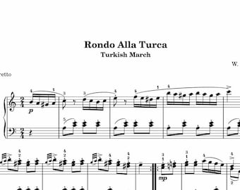 Mozart - Rondo Alla Turca (Turkish March) K331 3rd Movement Wolfgang Amadeus Mozart Sonata Piano Sheet Music Printable PDF 5 Pages Download