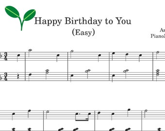 Happy Birthday to You Easy and Beginner 2 Versions Piano Sheet Music PDF 2 Pages