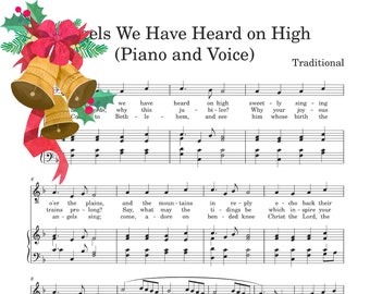 Angels We Have Heard on High Christmas Carol (Easy) Music Sheet Printable PDF Download 3 Files Piano + Voice / Piano / Voice