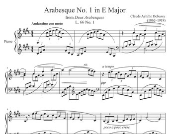 Debussy - Arabesque No. 1 Piano Sheet Music PDF 5 Pages