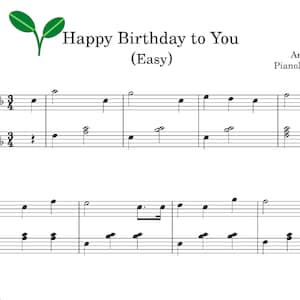 Happy Birthday to You Easy and Beginner 2 Versions Piano Sheet Music PDF 2 Pages