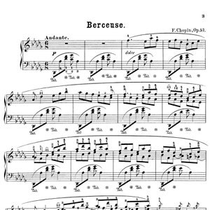 Berceuse D Flat Major Op 57 Frederic Chopin Solo Piano Sheet Music Printable PDF 6 Pages Download