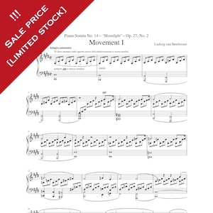 Moonlight Sonata (1° movimento) Op 27 n. 2 Beethoven Solo Piano Spartiti Stampabili PDF 3 Pagine Scarica