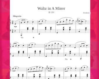 Chopin Waltz in A minor, B. 150, Op. Posth. Frédéric Frederic Chopin Solo Piano Sheet Music Printable PDF 2 Pages Download