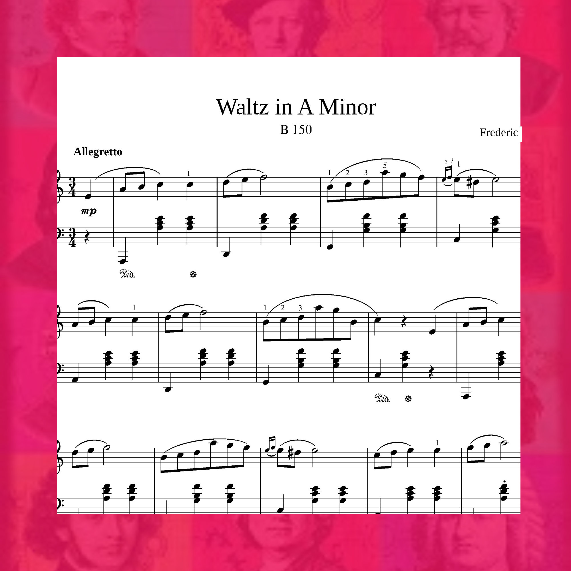 Chopin Waltz in A minor, B. 150, Op. Posth. Frédéric Frederic  