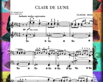 Clair De Lune - Debussy - Piano Sheet Music - Etsy