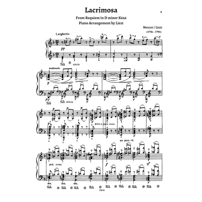 Mozart Liszt Lacrimosa Requiem K626 Wolfgang Amadeus Mozart Lacrymosa 