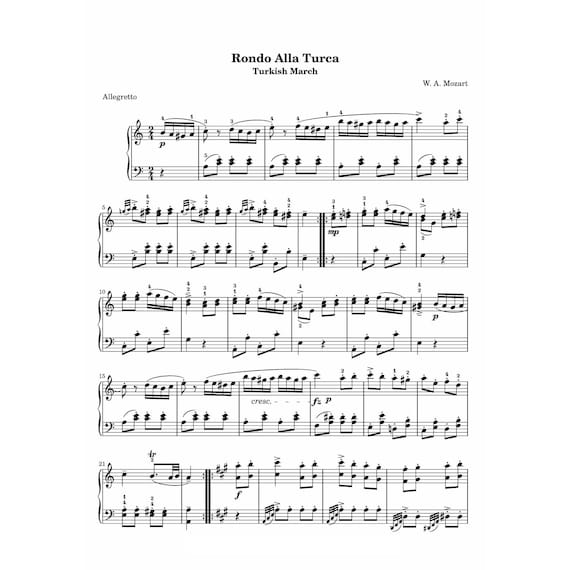 Mozart - Rondo Alla Turca (turkish March) K331 3rd Movement